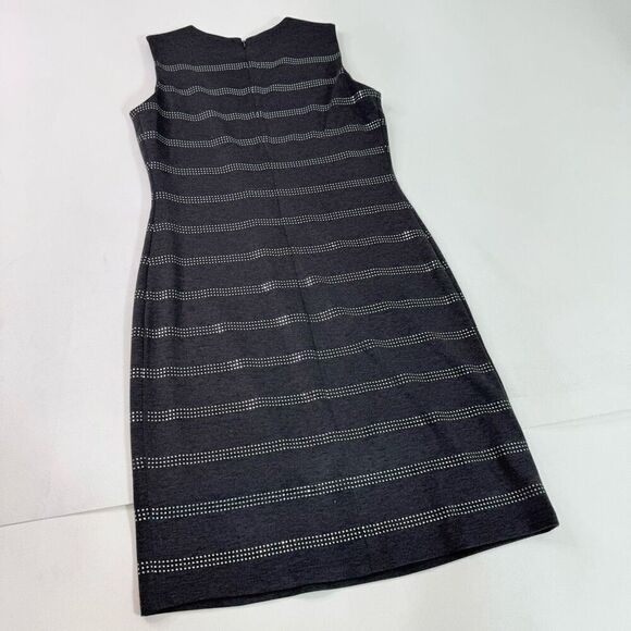 Calvin Klein Dress Womens 6 Black Striped Sleeveless Crew-Neck Mini Shift Career - Picture 6 of 10